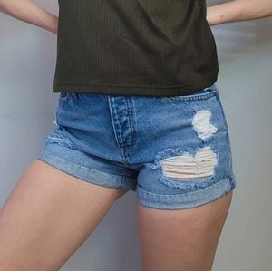 CPJ Ripped Denim Shorts Size 3/26